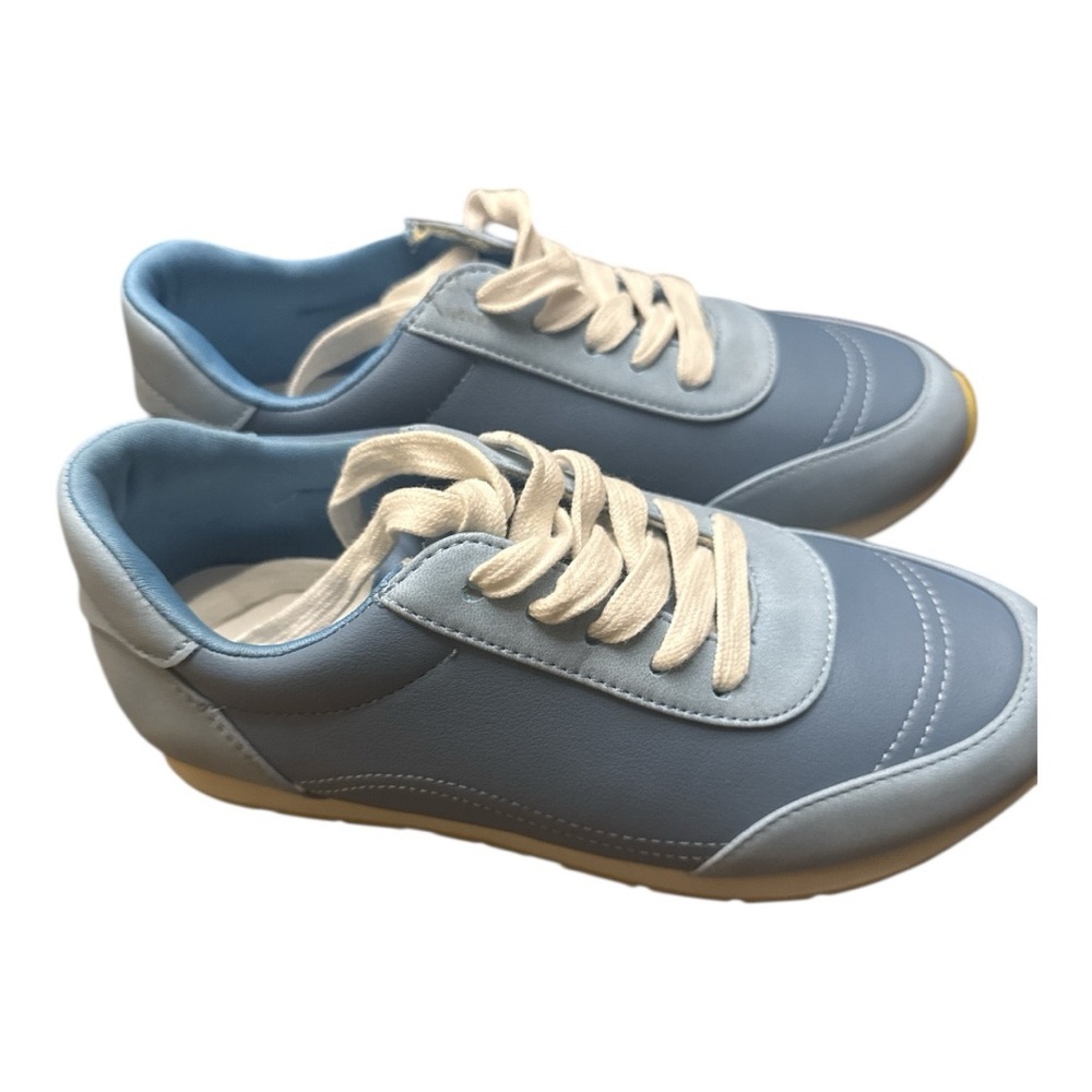 Open Edit Kids Light Blue Retro Sneakers with White Laces Size 2.5 - Picture 3 of 5